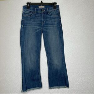 Guess cropped kick flare raw hem jeans blue 26